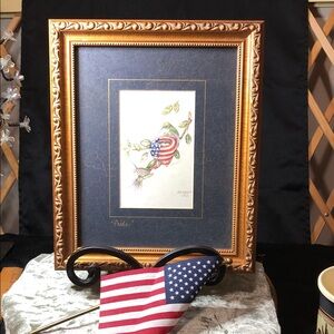 Patriotic Framed Artwork with Gold Frame “ Pride” by Deb Collins